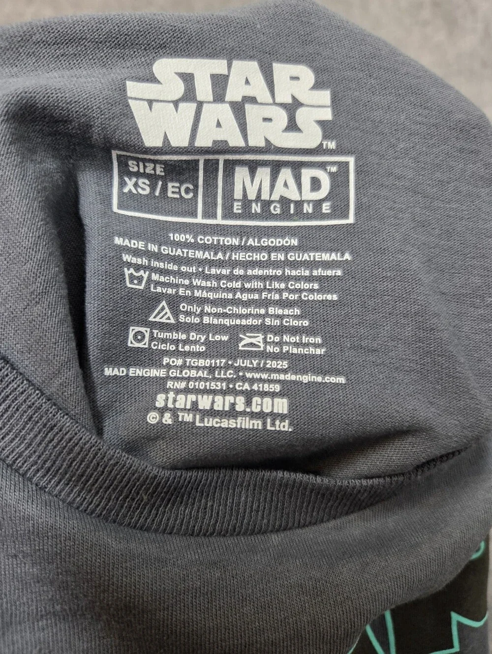 Kids Star Wars Graphic Tee XS Dark Gray NWT